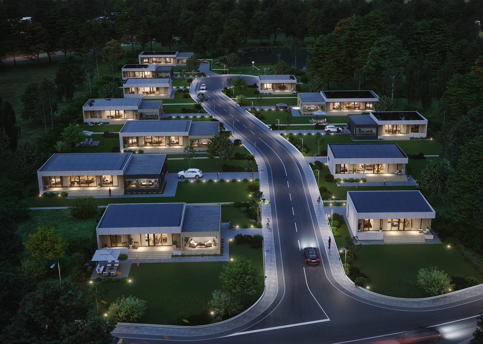 A village of flat-roofed houses